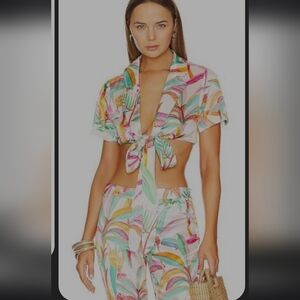 Rococo Sand Revolve Tropical Set Crop Top And Flare Pants